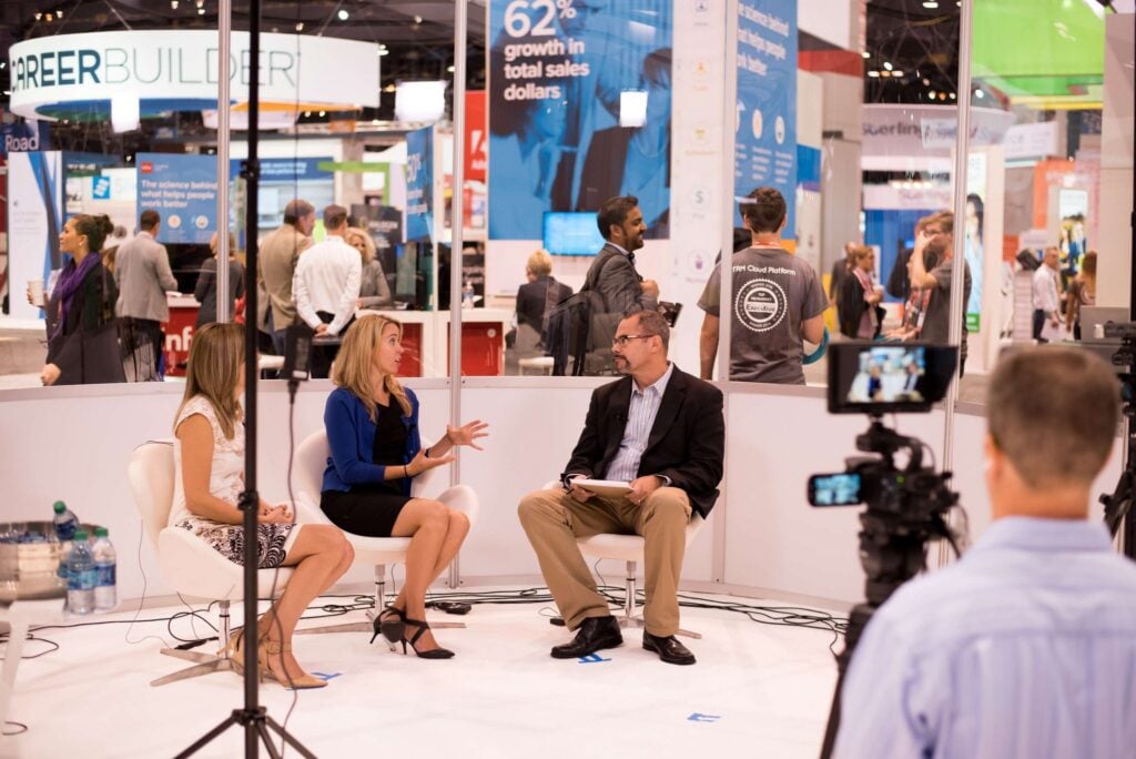 Speakers on the trade show floor of the HR Technology Conference &amp; Exposition