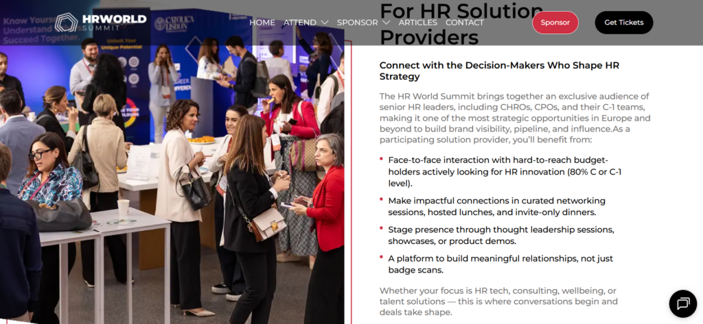 HR World Summit networking area with senior HR leaders and solution providers