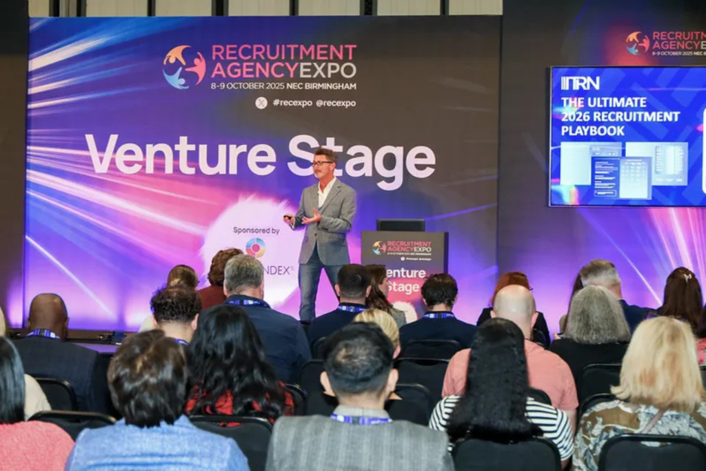 Speaker presenting at the Recruitment Agency Expo 2025