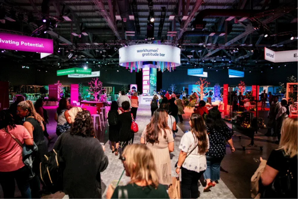 Attendees exploring the Workhuman Live event floor