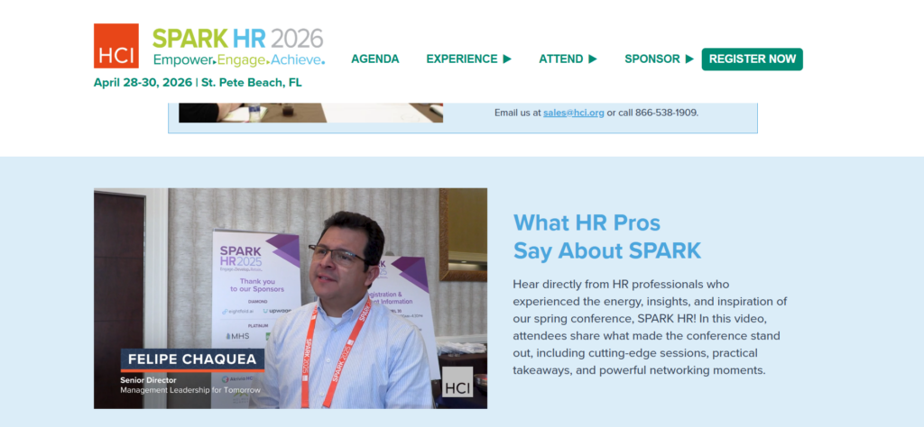 SPARK HR 2026 conference interview with HR professional sharing insights on leadership and HR innovation