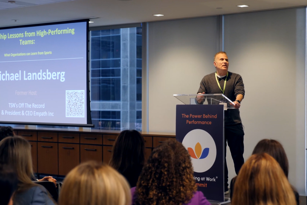 Michael Landsberg, TSN legend and founder of the #SickNotWeak Foundation, at the 2025 Wellbeing at Work Canada Summit