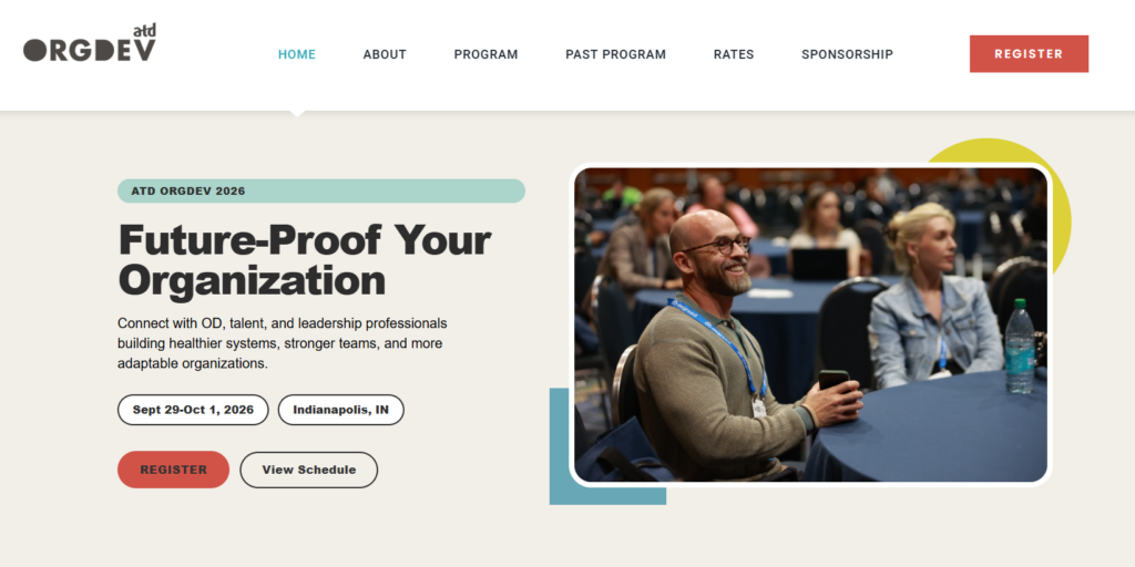 Landing page of the ATD OrgDev Conference