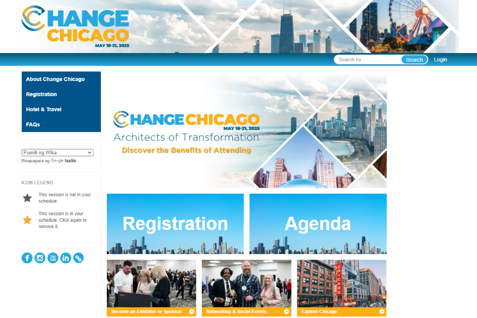 The ACMP Change Chicago 2025 conference page screenshot