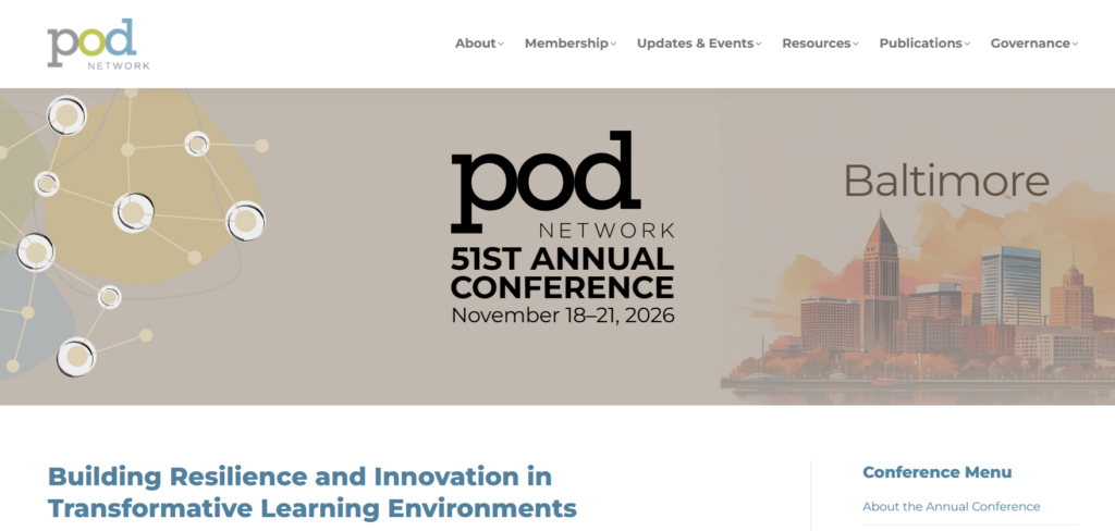 Landing page for the POD Network Conference 2026