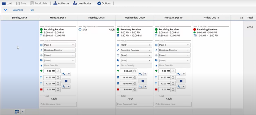 Dayforce time tracking and attendance screenshot