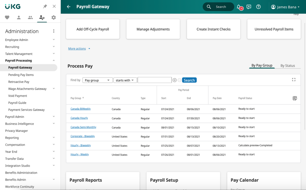 UKG Payroll Gateway screenshot