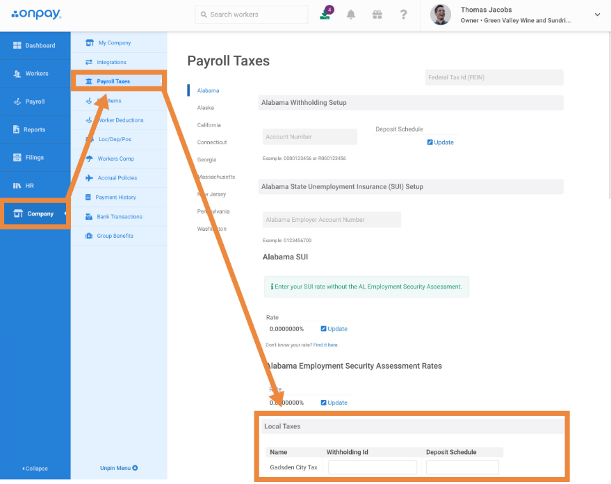onpay automated tax filling screenshot