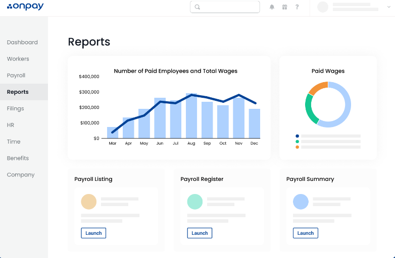 onpay customer reporting and integrations screenshot