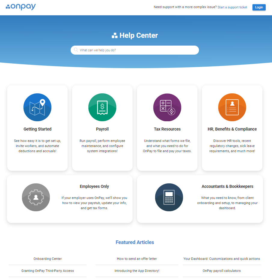 onpay customer support screenshot