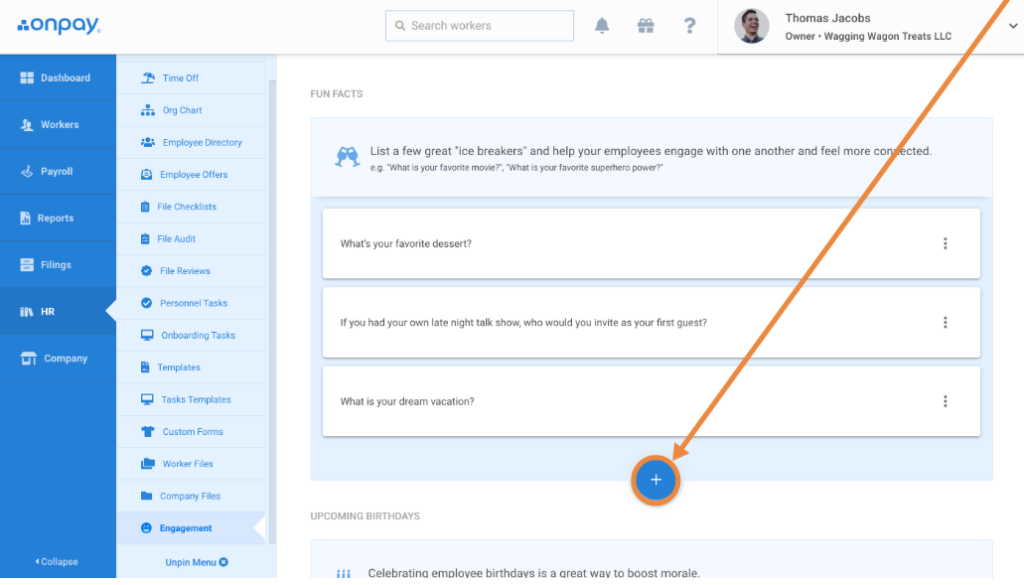 onpay employee engagment screenshot