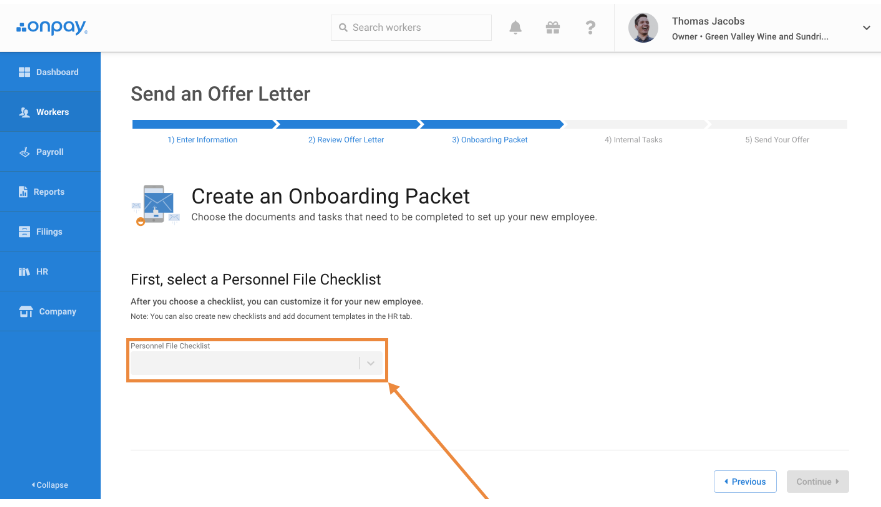 onpay employee onboarding packet checklist screenshot