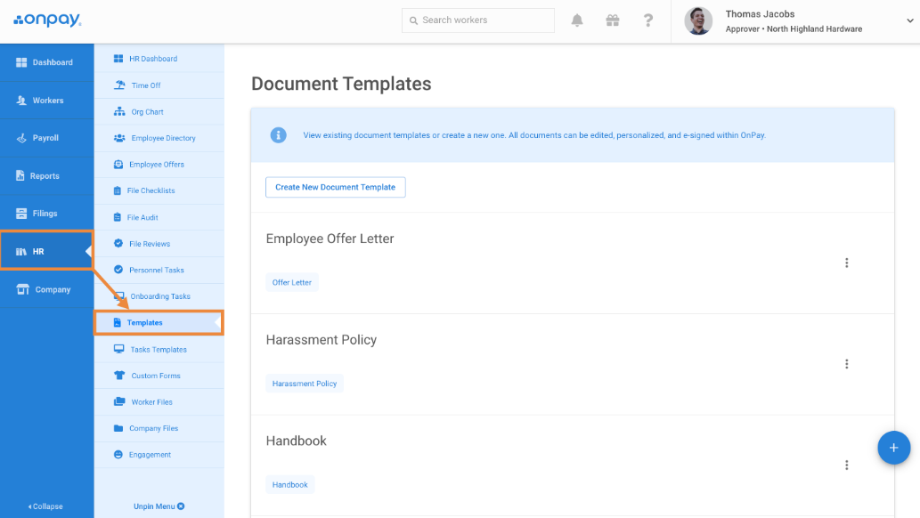 onpay hr resource library screenshot