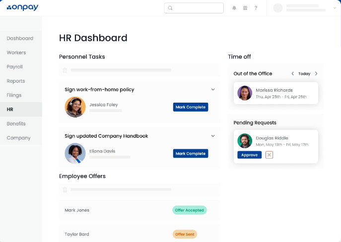 onpay hr tools and compliance screenshot