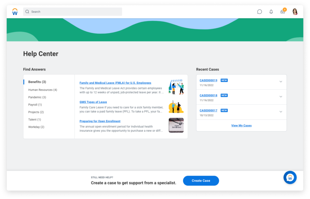 workday hcm customer support screenshot