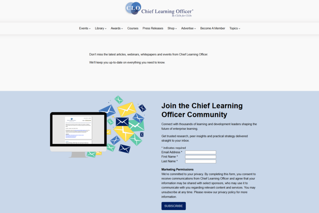 CLO newsletter signup page