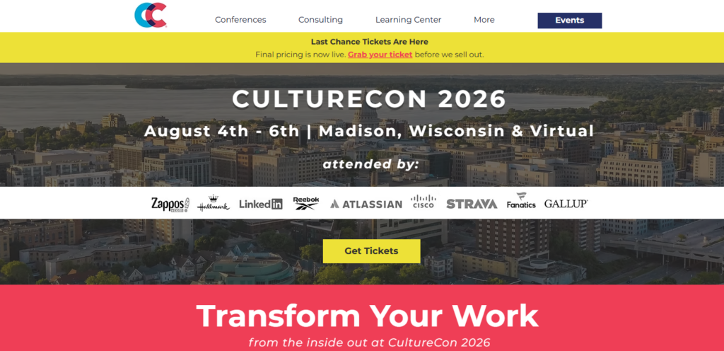 CultureCon 2026 Website page screenshot