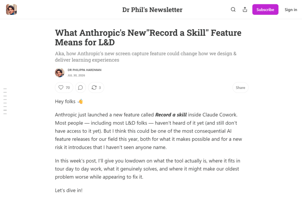Dr Phil's Newsletter article about AI and learning design