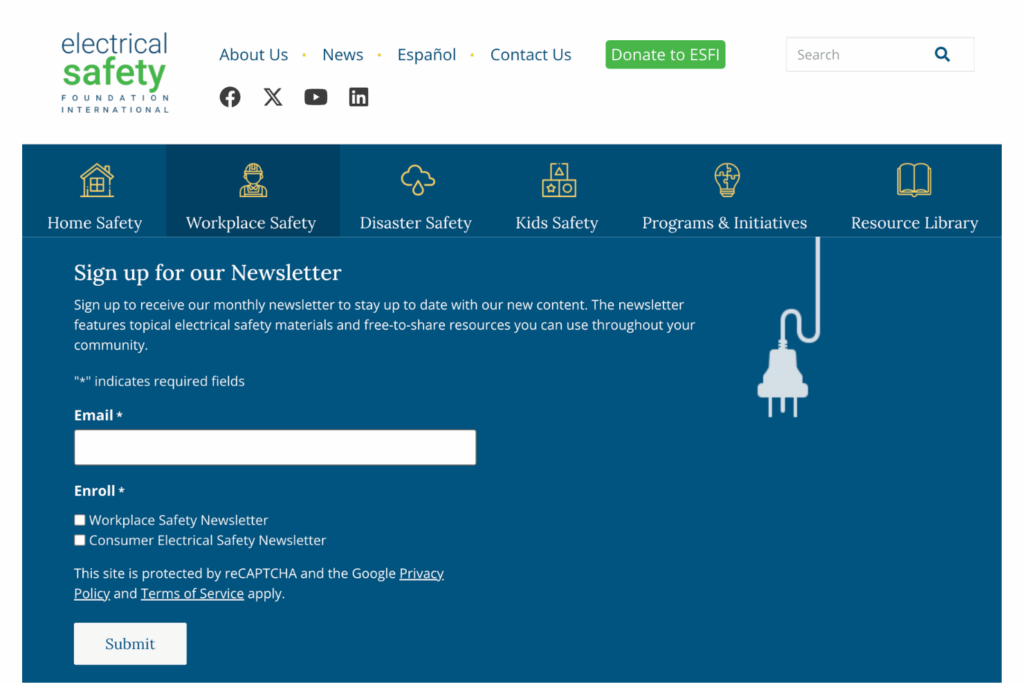 Electrical Safety Foundation newsletter