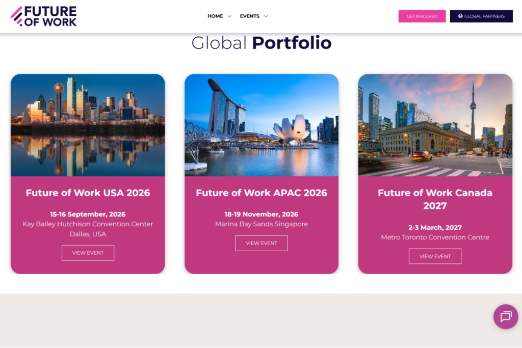 Future of Work home page screenshots