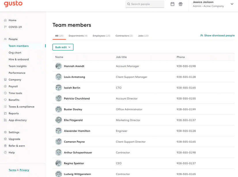 Gusto HR resource center screenshot