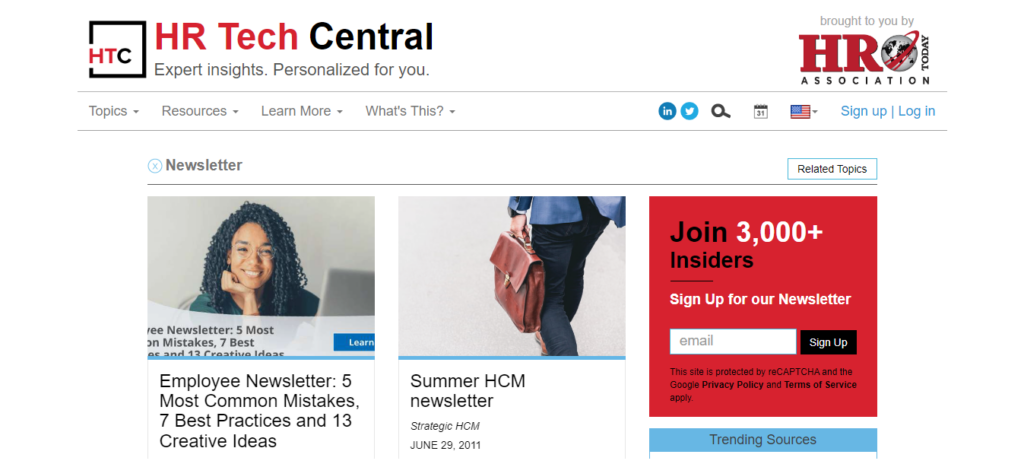HR Tech Central newsletter homepage
