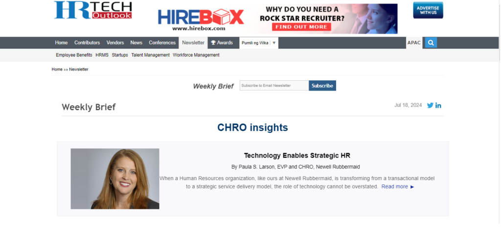 HR Tech Outlook, hr tech newsletter