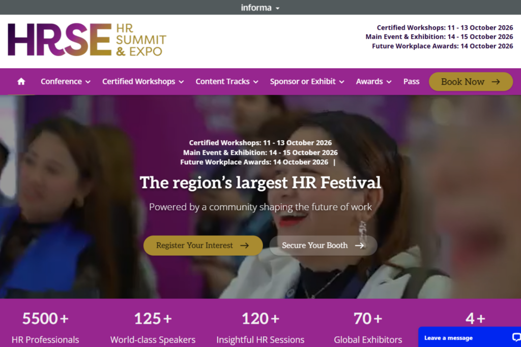 Landing page of the 2026 HRSE in Dubai