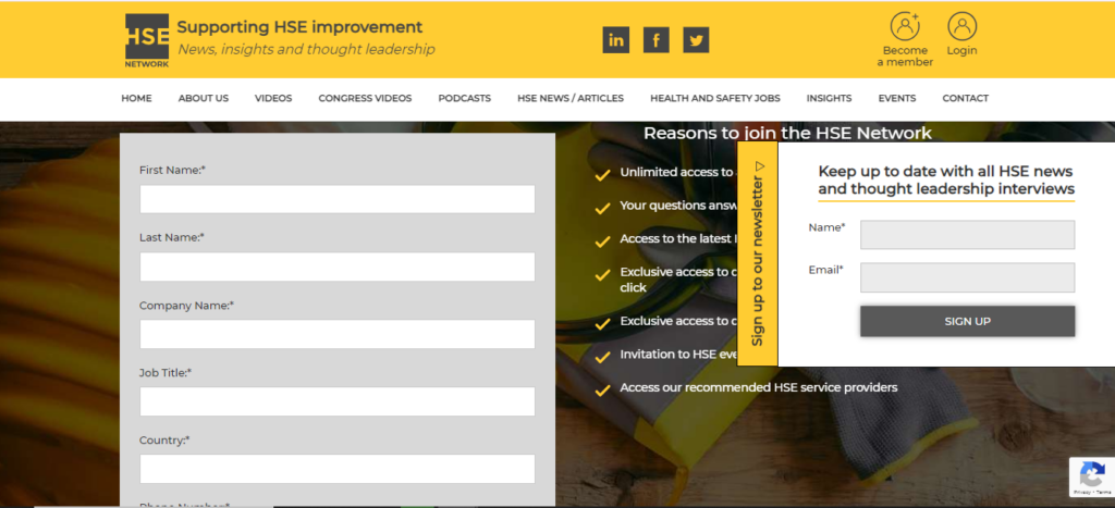HSE Network, a newsletter for safety workplace