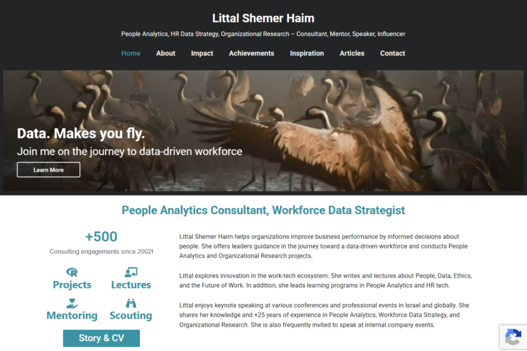 Littal Shemer Haim website highlighting people analytics consulting and workforce data expertise