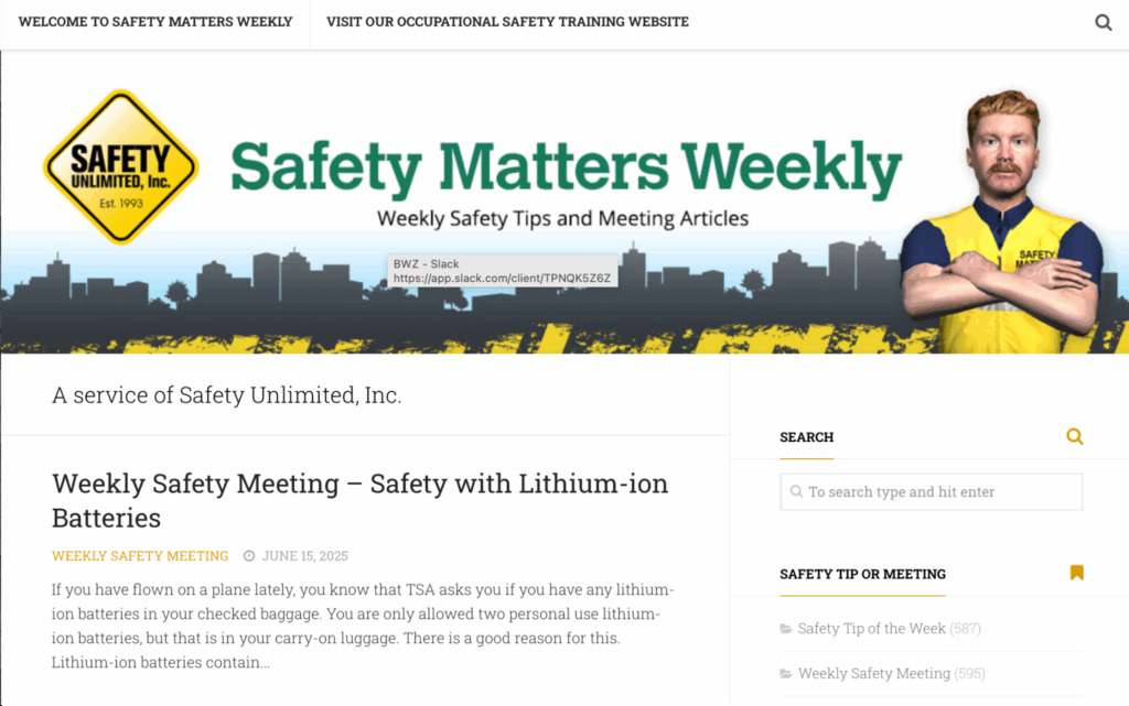 Safety Matters Weekly newsletter
