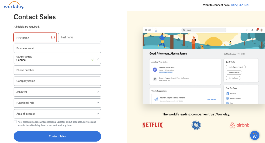 Workday Pricing Screenshot