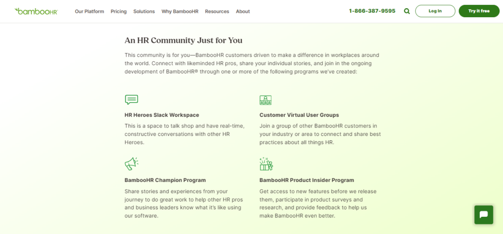 Website platform of BambooHR