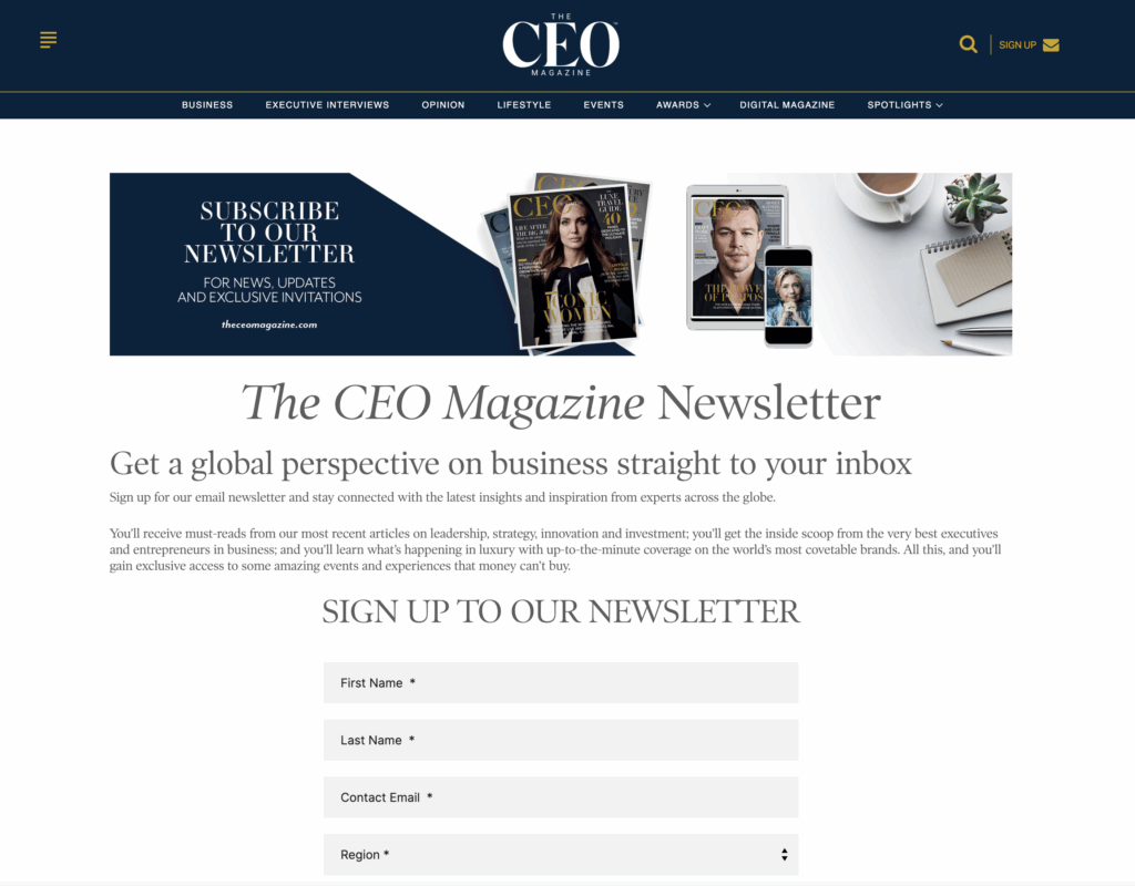 The CEO magazine newsletter