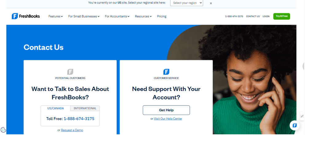 freshbooks customer support screenshot