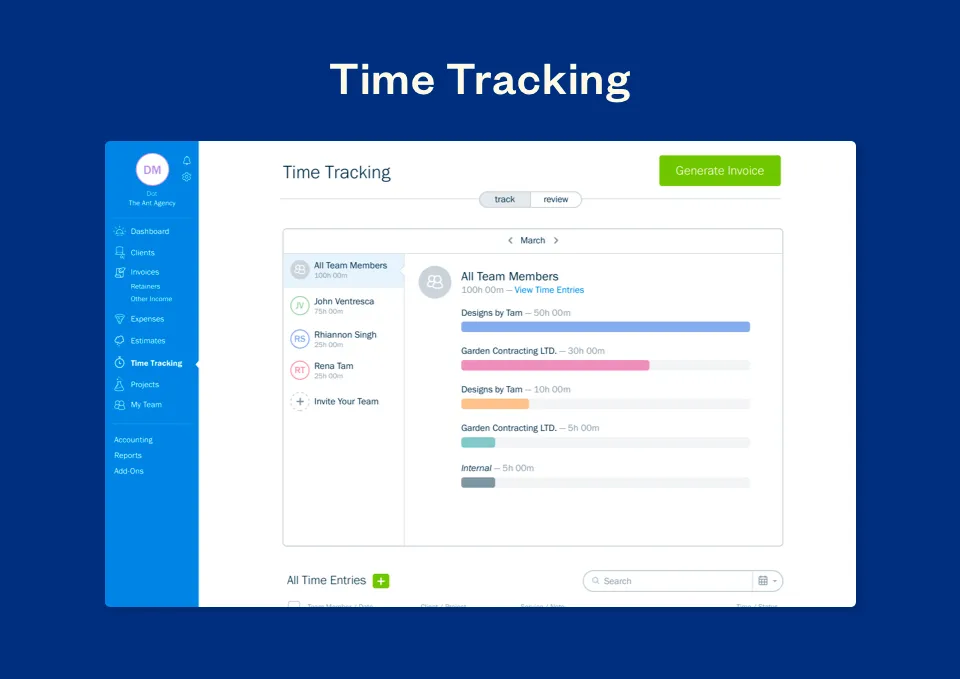 freshbooks time tracking integration screenshot