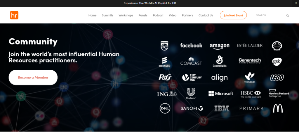 Website landing page of HR Leaders