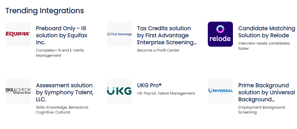 iCIMS integration capabilities screenshot