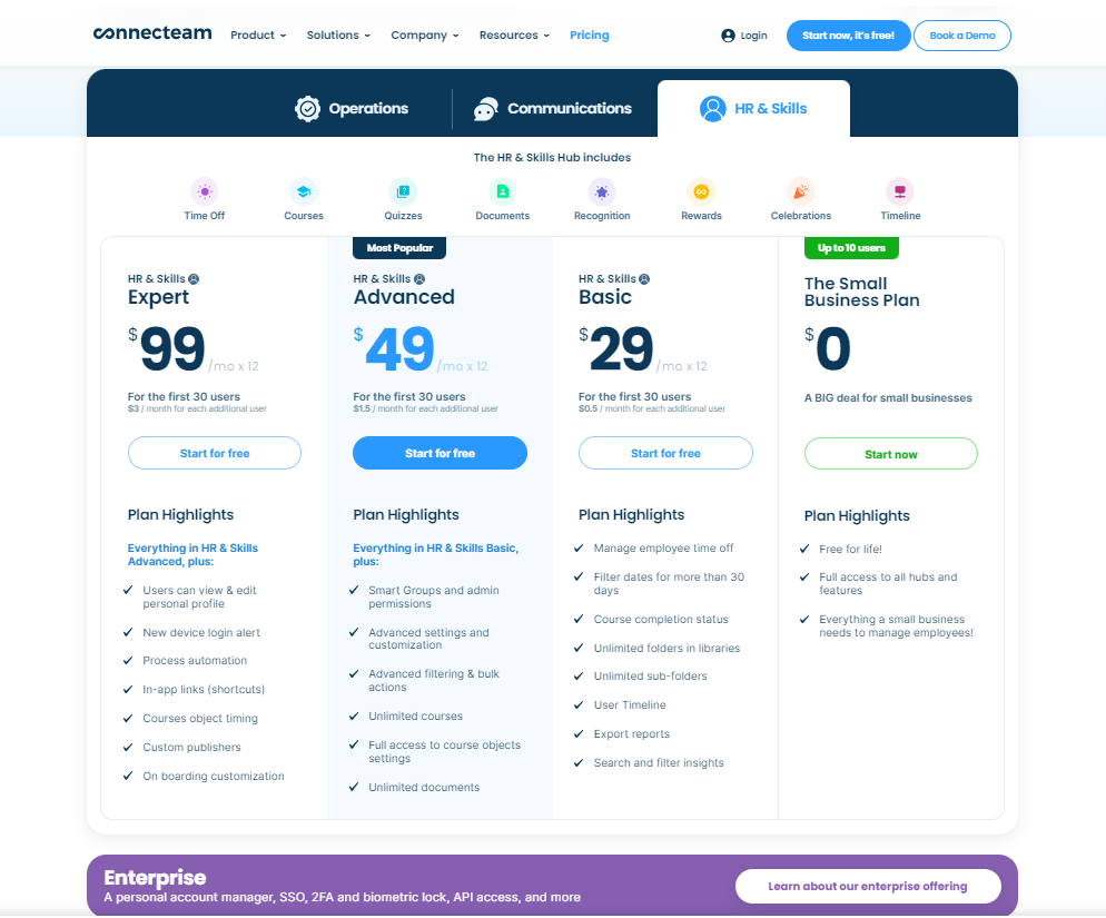 connecteam pricing screenshot
