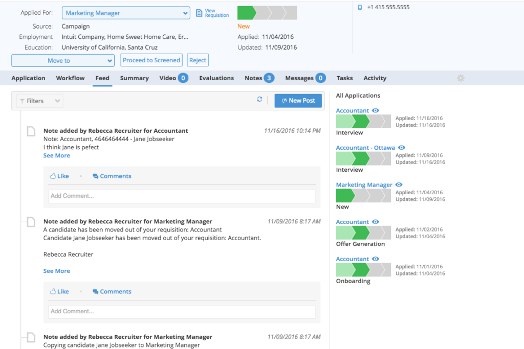 jobvite ease of use screenshot