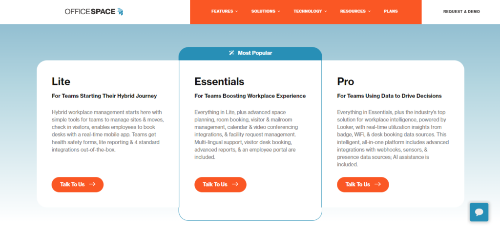 officespace pricing screenshot