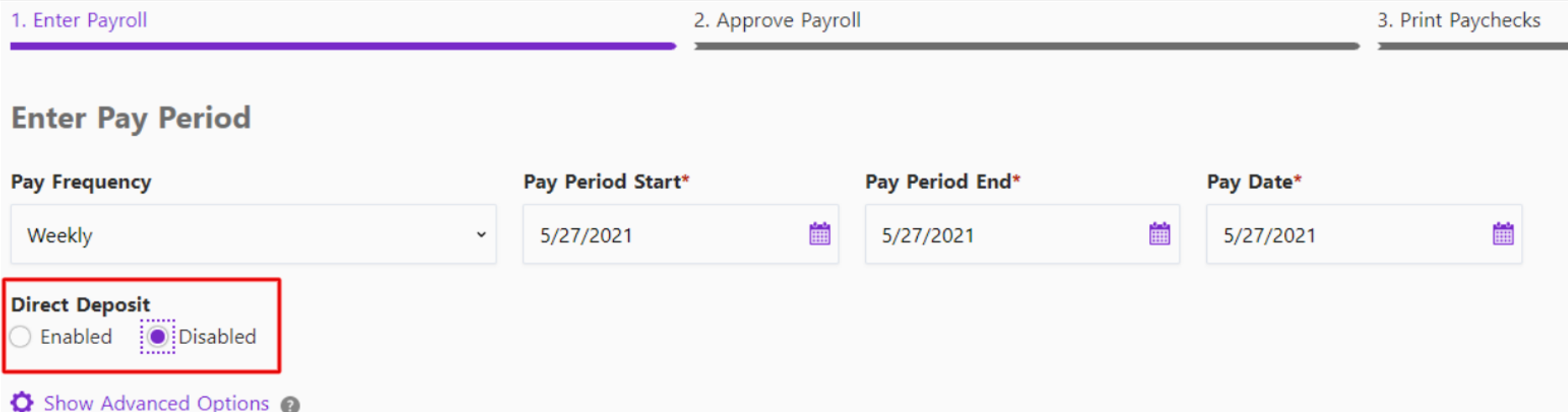 patriot software direct deposit screenshot