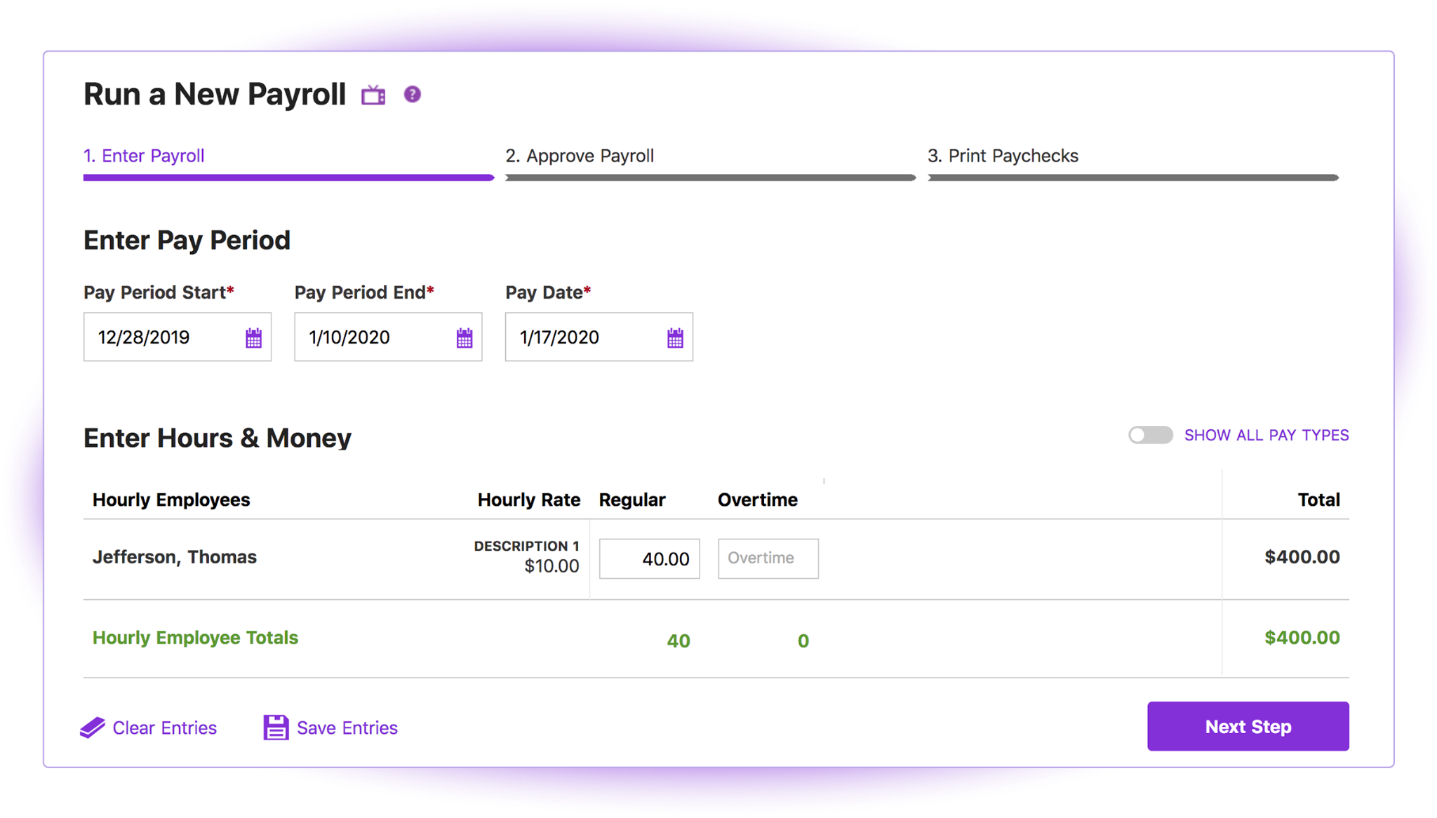 patriot software payroll processing screenshot