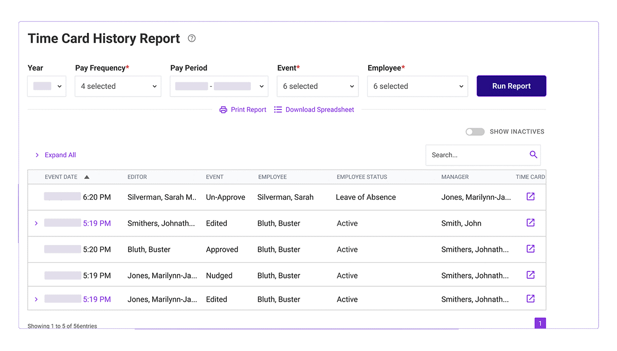 patriot software time attendance tracking screenshot