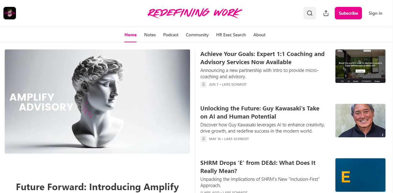 Redefining Work home page