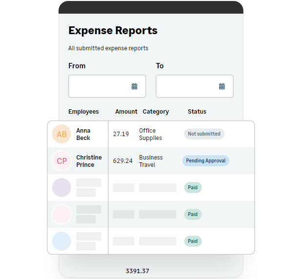 screenshot of sage expense management