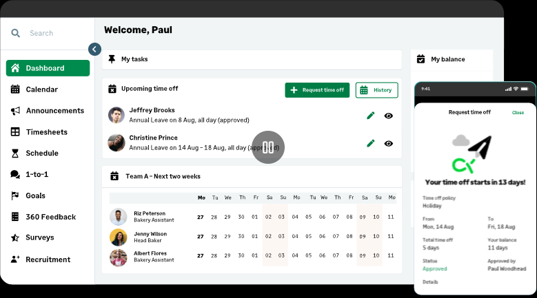 screenshot of sage hr ease of use