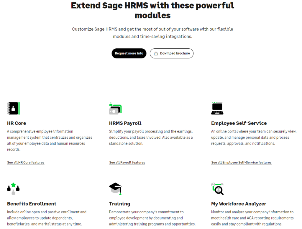 screenshot of sage hr integrations