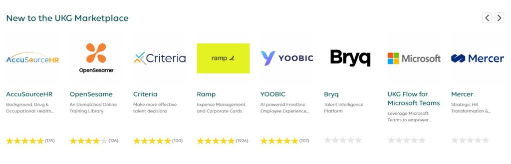 screenshot of ukg integration capabilities