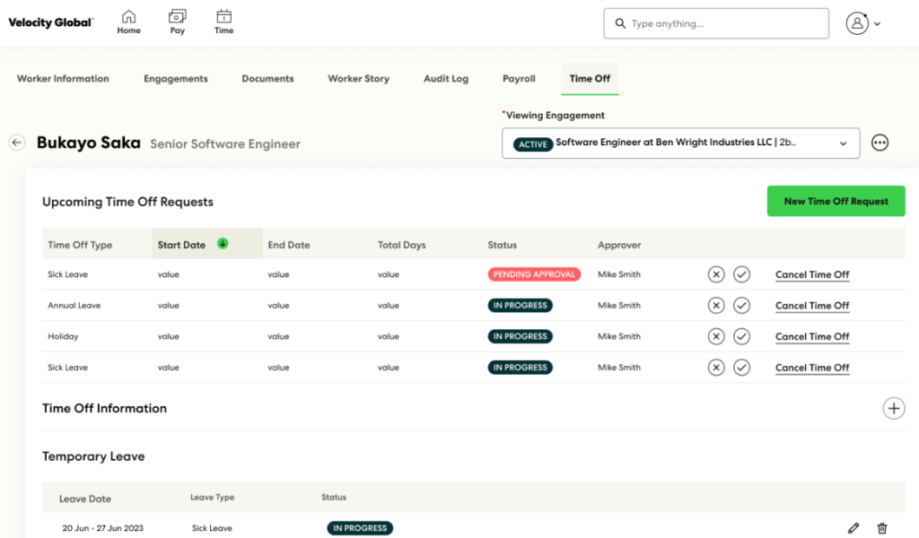 screenshot of velocity global industry-specific features